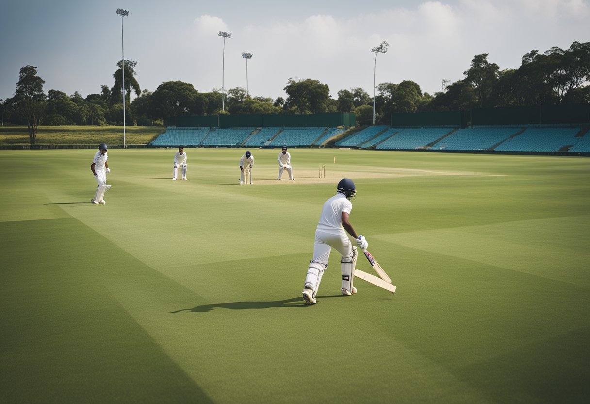 Players practicing various cricket skills in a training session, focusing on strategies for success in test cricket leagues