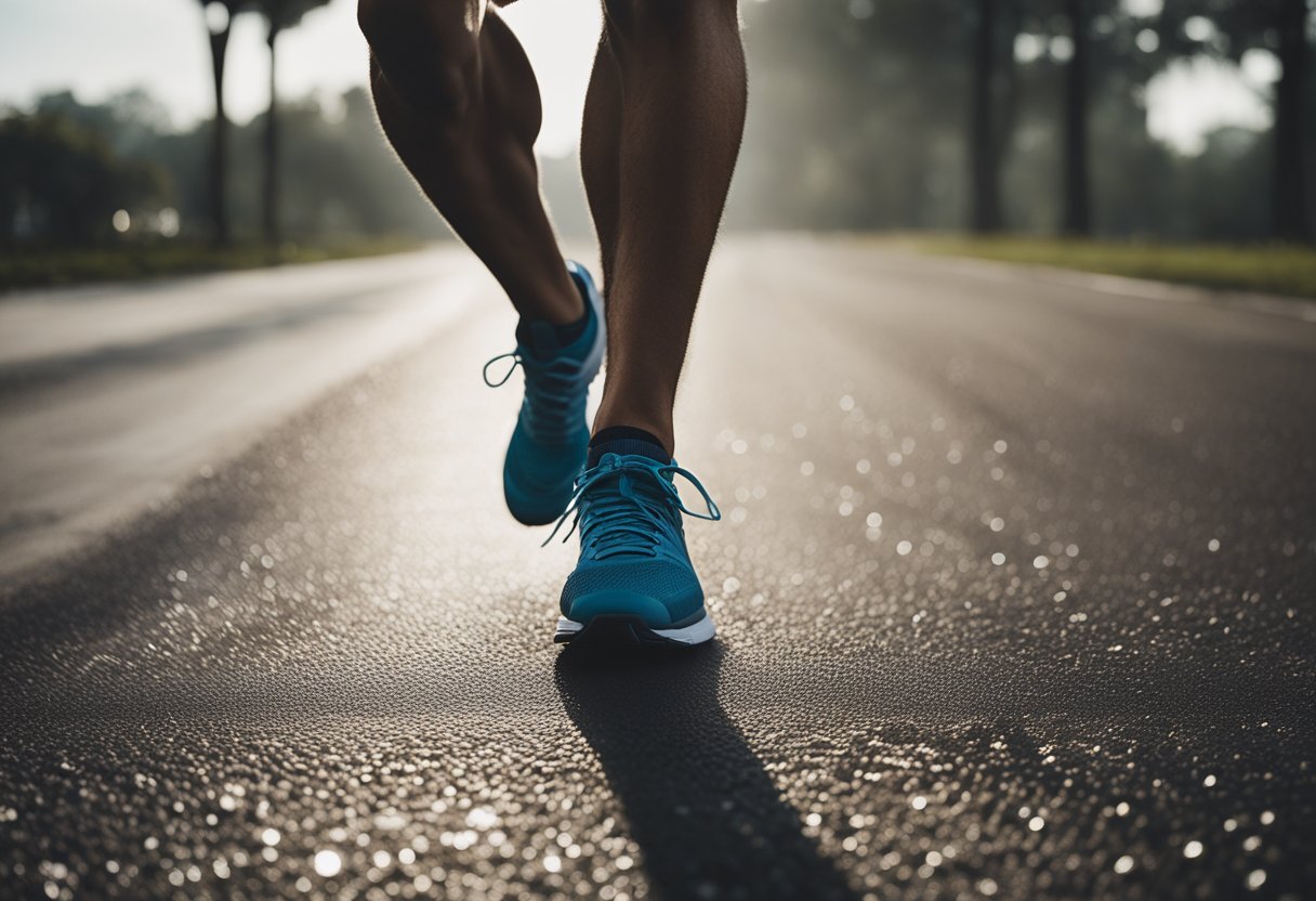 A runner follows a consistent training schedule, marked on a calendar. Each day, they lace up their sneakers and head out for a run, rain or shine. The calendar shows a pattern of dedication and discipline