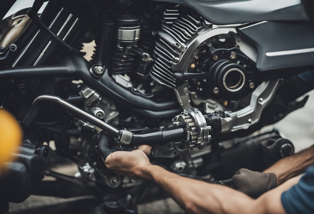 A mechanic replacing worn out clutch cables on a motorcycle