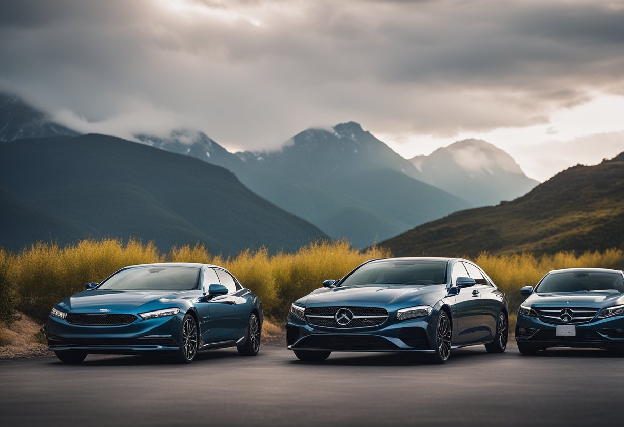 A line of sleek, powerful cruisers parked in front of a scenic mountain backdrop, ready for a long journey