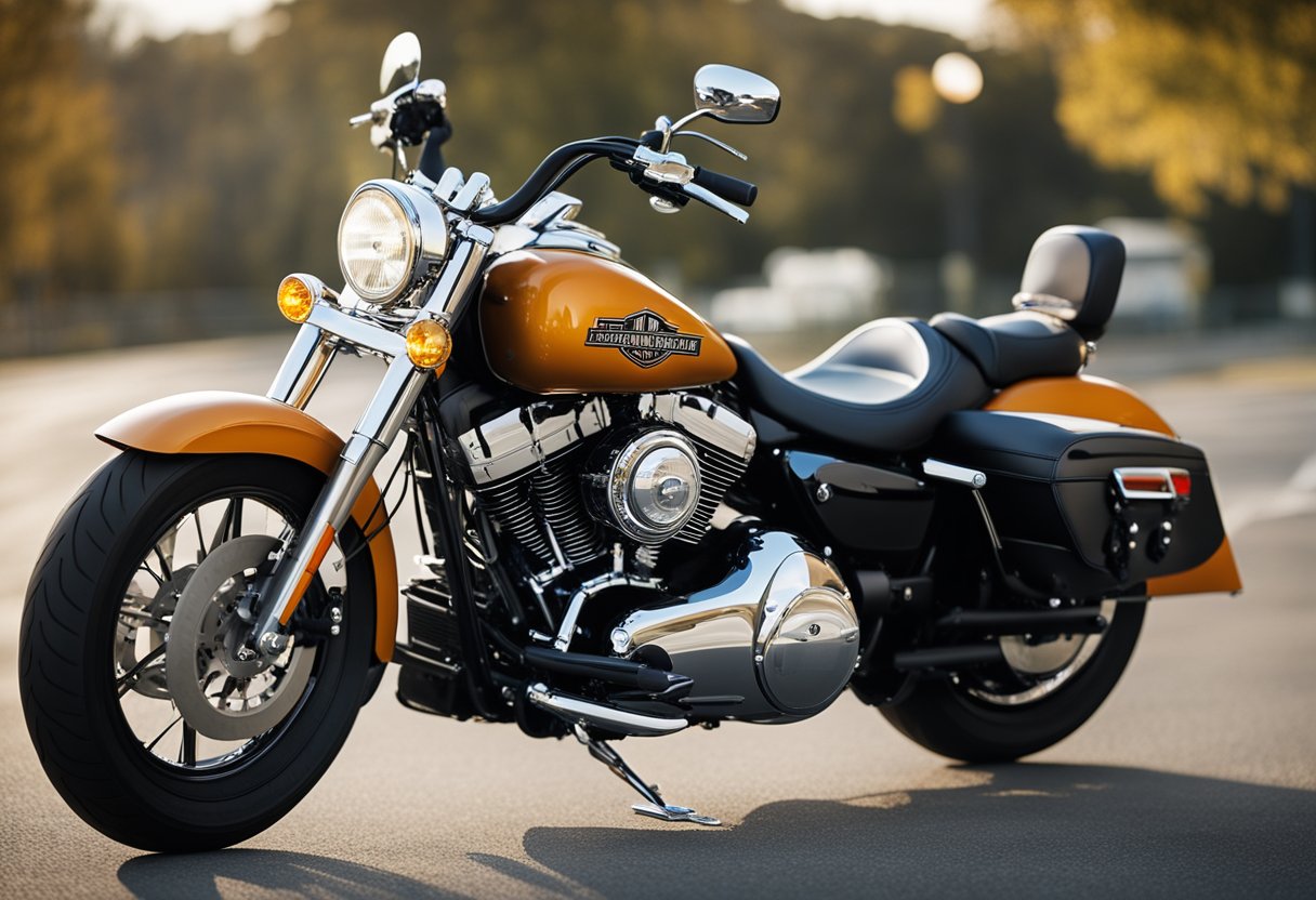 A Harley Davidson motorcycle with a roaring slip-on exhaust, emitting loud, deep rumbling sounds as it speeds down a winding road