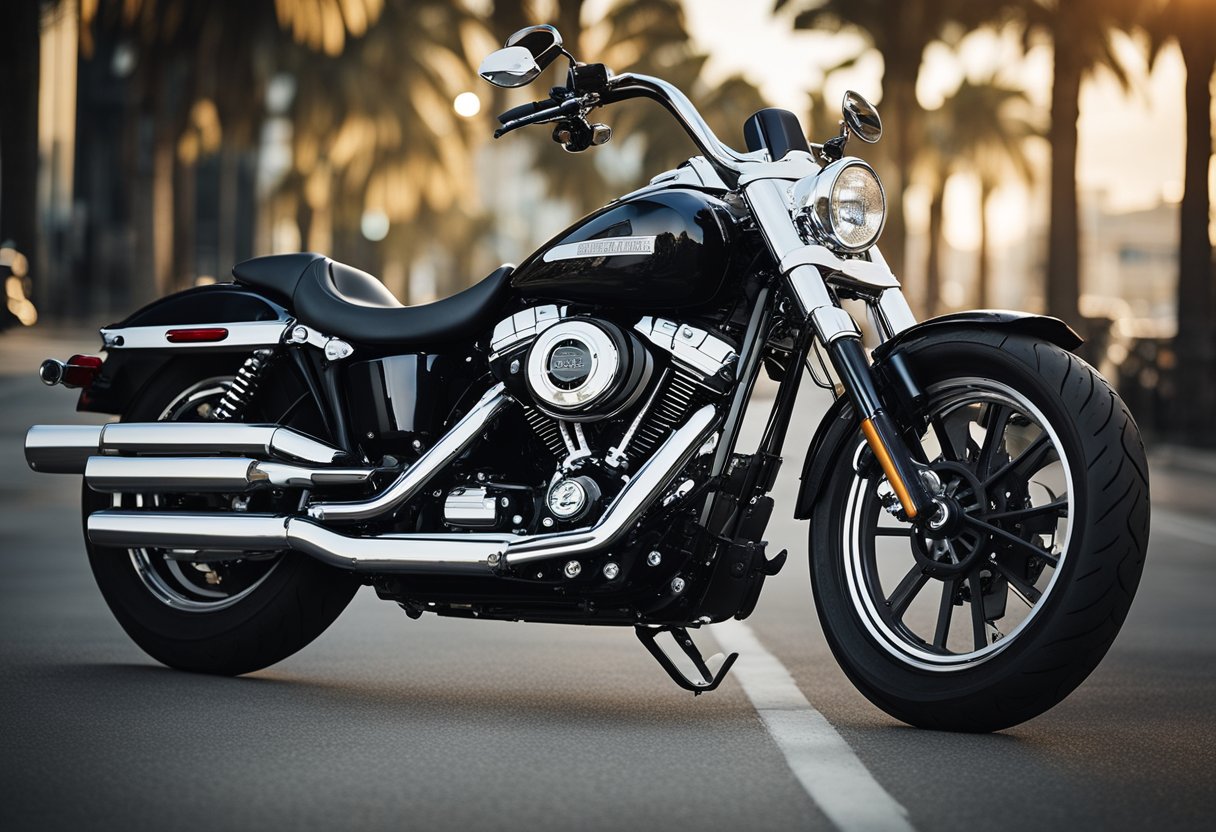 A Harley Davidson motorcycle with top loud slip-on exhaust models, emitting a powerful and aggressive sound