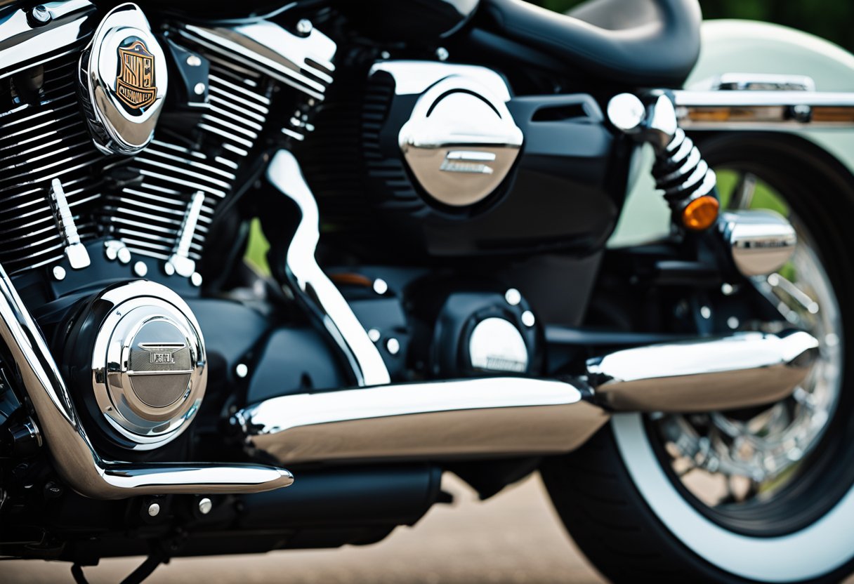 A Harley Davidson motorcycle with a slip-on exhaust installed, emitting a loud and powerful sound