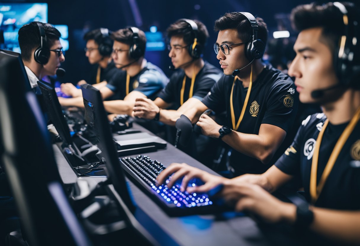 Top esports players strategize with intense focus, analyzing opponents' movements and exploiting weaknesses. They adapt quickly, communicate effectively, and execute precise, coordinated maneuvers to secure victory