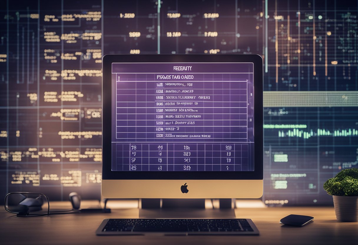 A computer screen displaying "Frequently Asked Questions" with crypto symbols and charts in the background