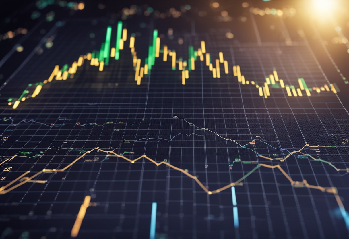A graph showing fluctuating crypto rates with a line chart and accompanying data points