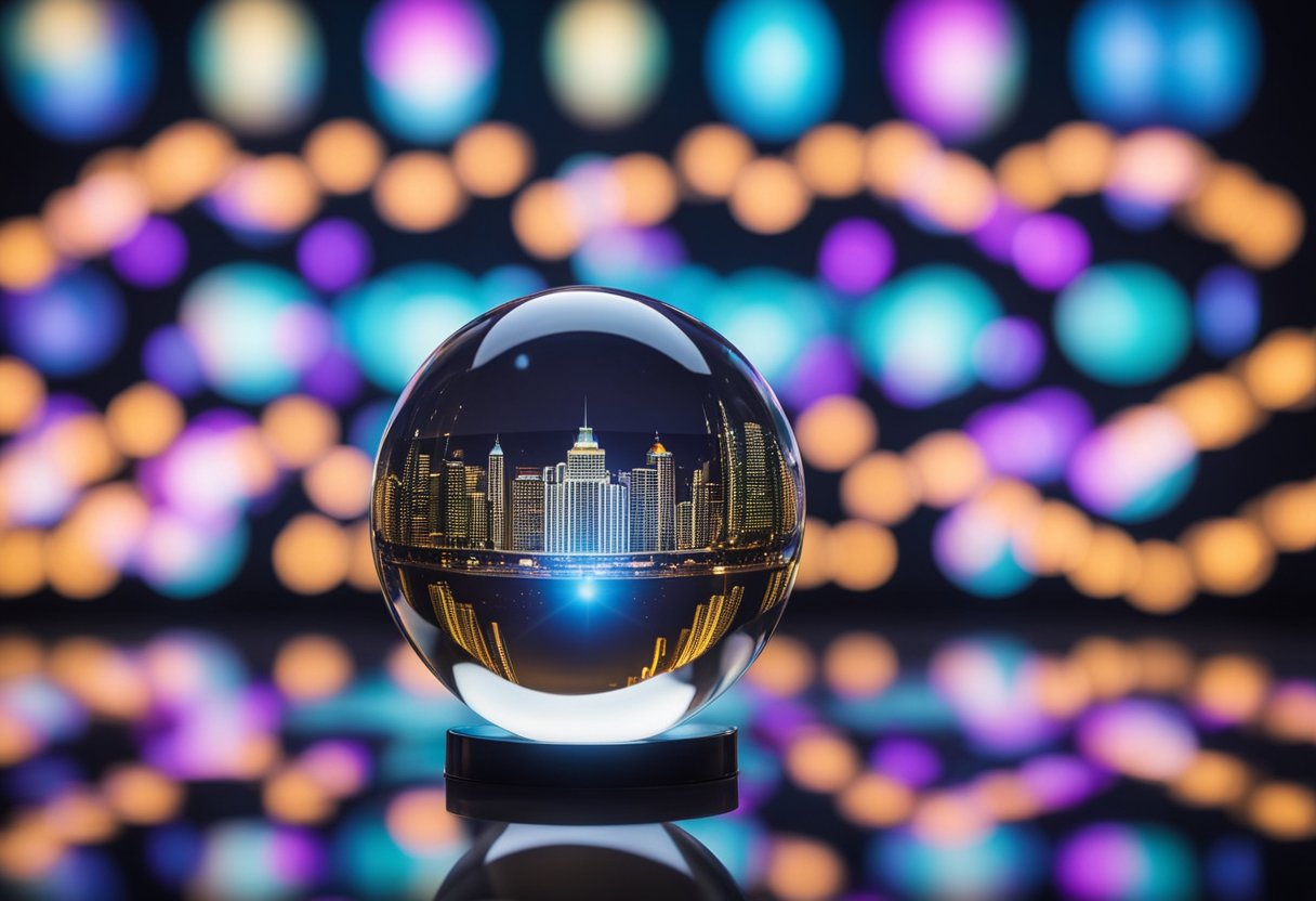 A crystal ball displays fluctuating crypto rates