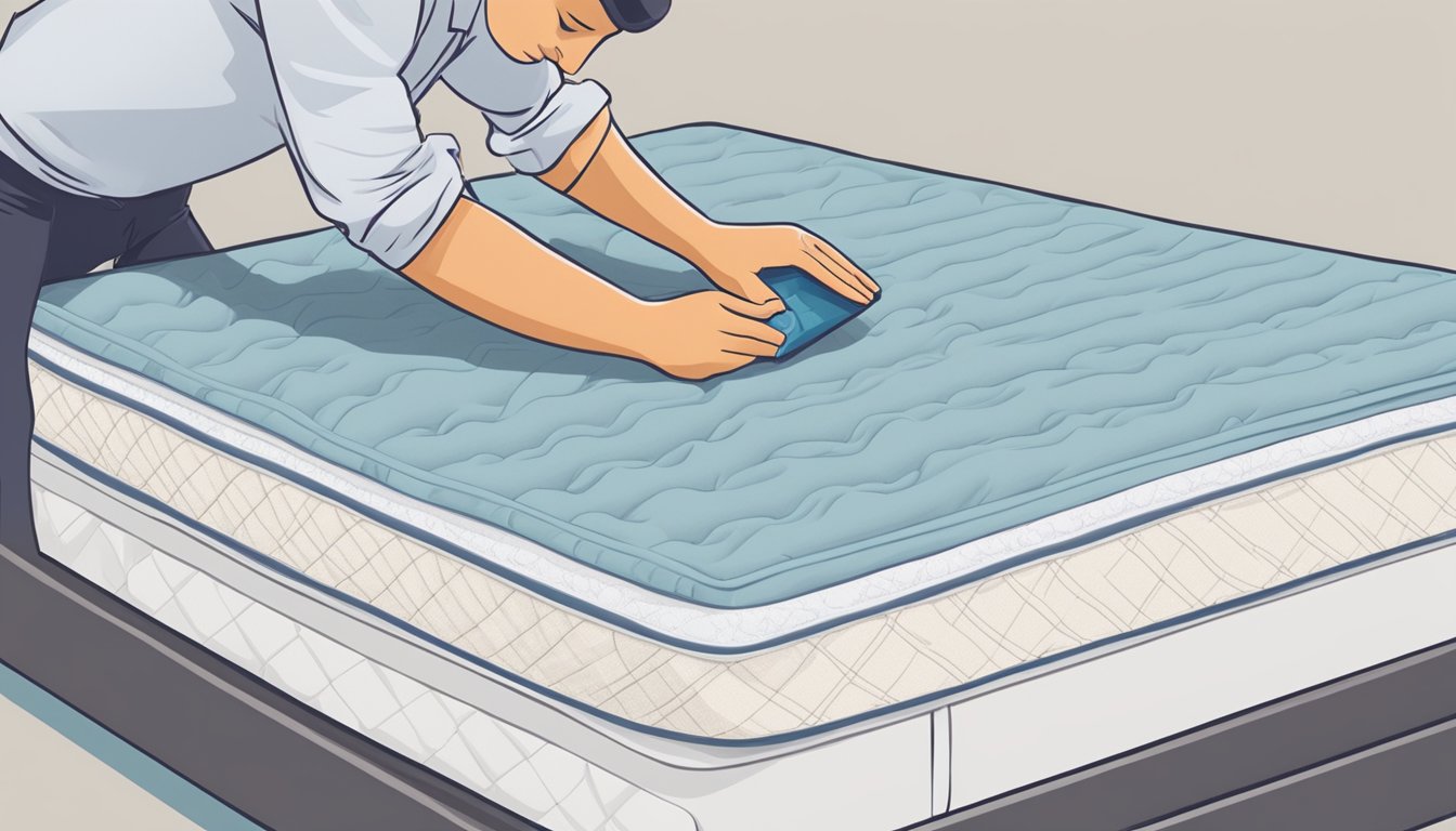 A person adding a mattress topper to a new mattress to make it softer