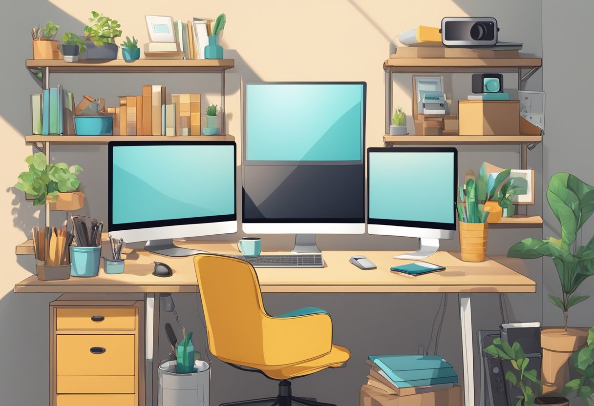 A clutter-free workspace with a high-quality camera, proper lighting, and a variety of props for different themes