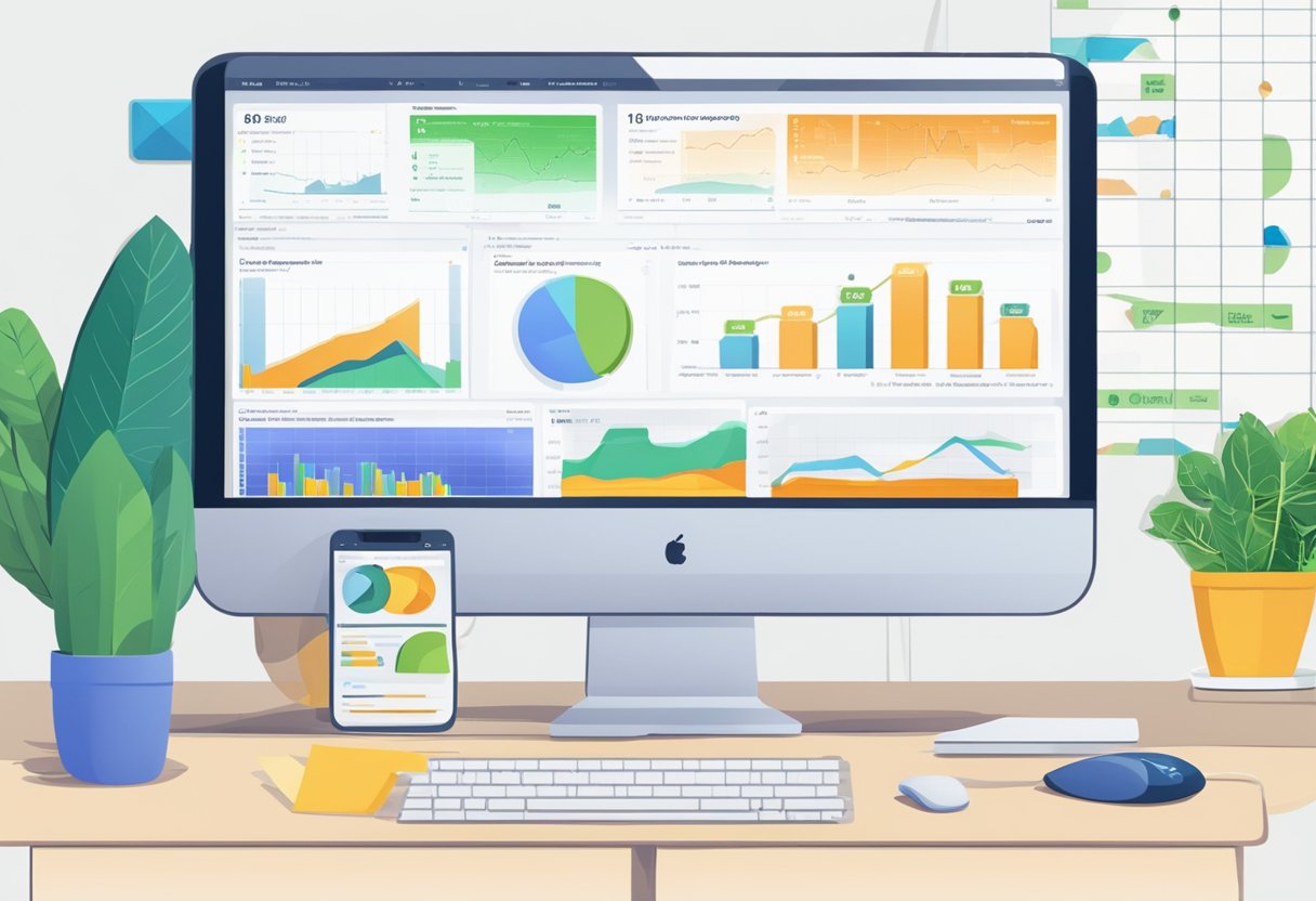 A computer screen displaying "Frequently Asked Questions 7 Best CRM Software For forex in 2024" with forex charts in the background