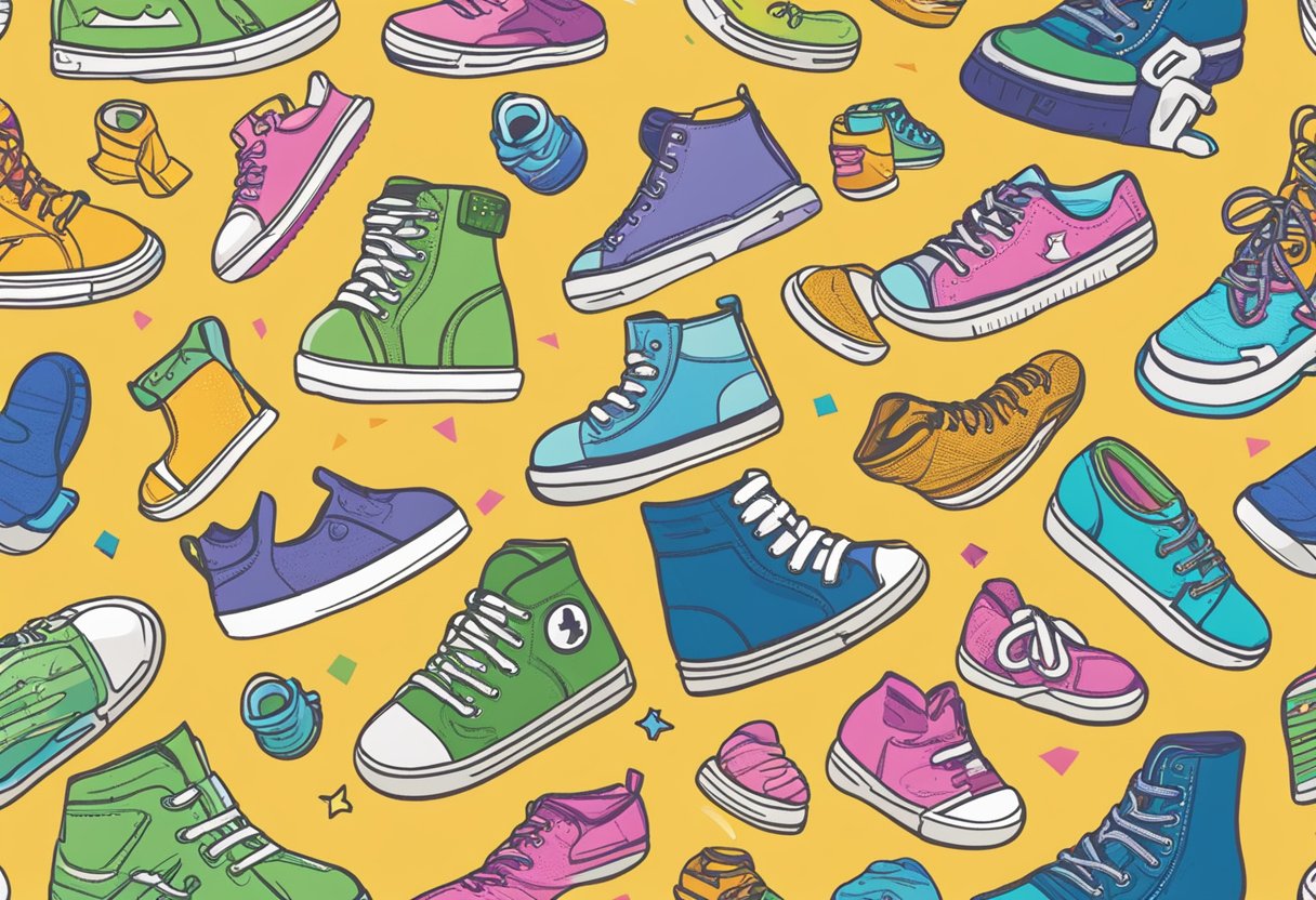 Kids' shoe brands displayed with logos and colorful, supportive designs. Text reads "Most Comfortable Shoes for Kids."