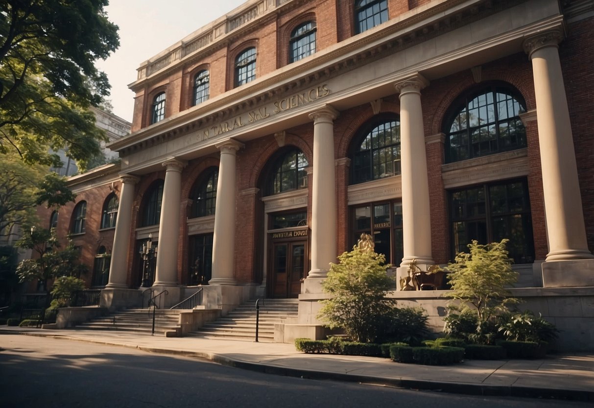 The Academy of Natural Sciences is founded in 1812. The scene depicts the historic building with a plaque commemorating its establishment