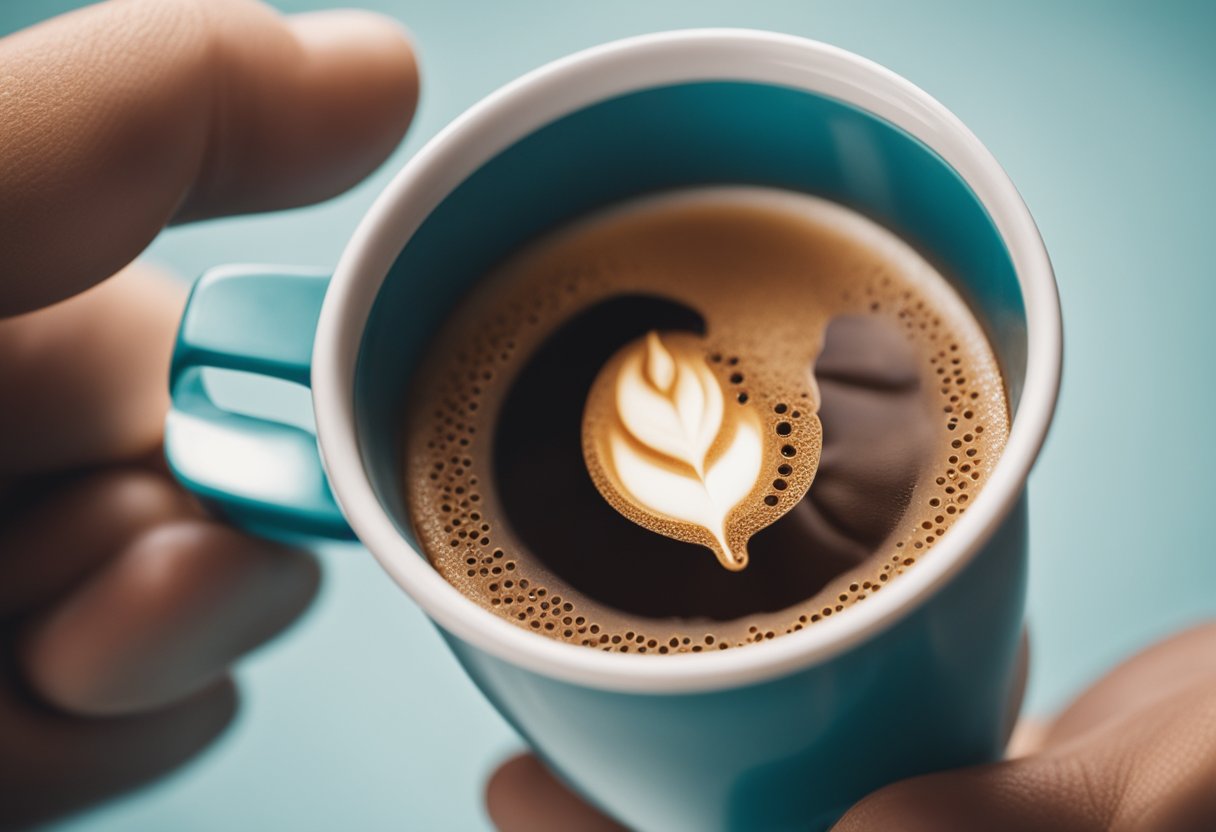 A hand pours coffee into a reusable K-cup, filling it to the top