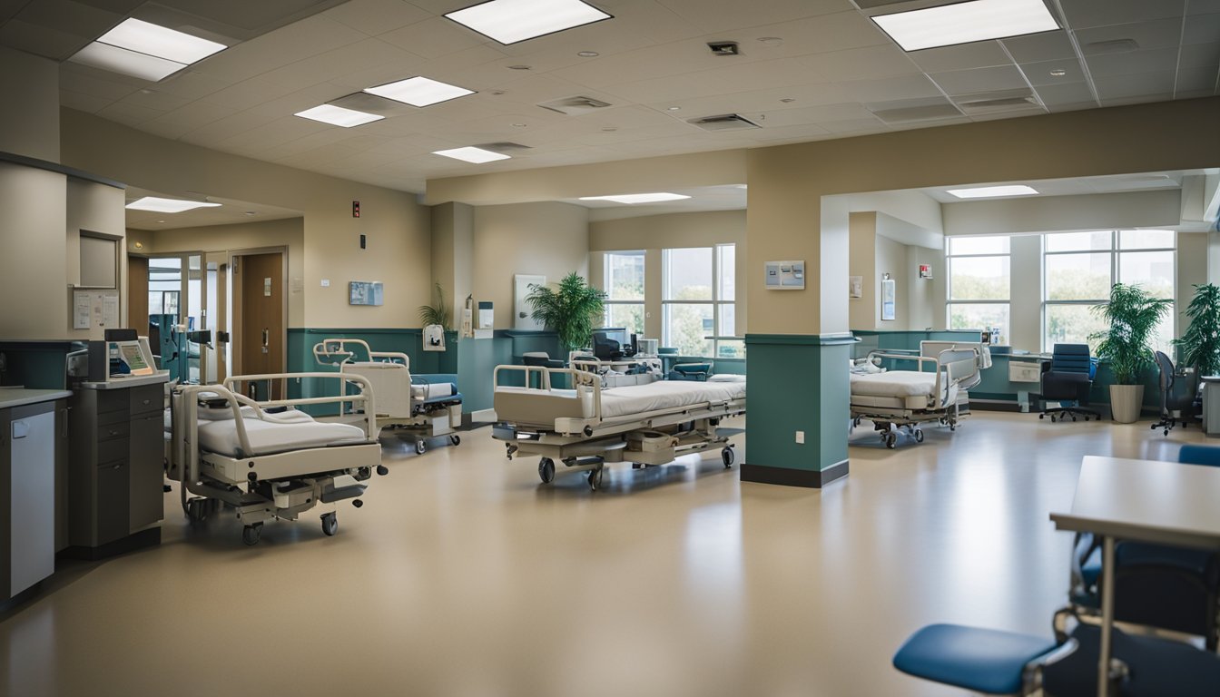 The bustling Acute Rehab floor at Evergreen Hospital in Kirkland WA, where patients work towards regaining their abilities after trauma