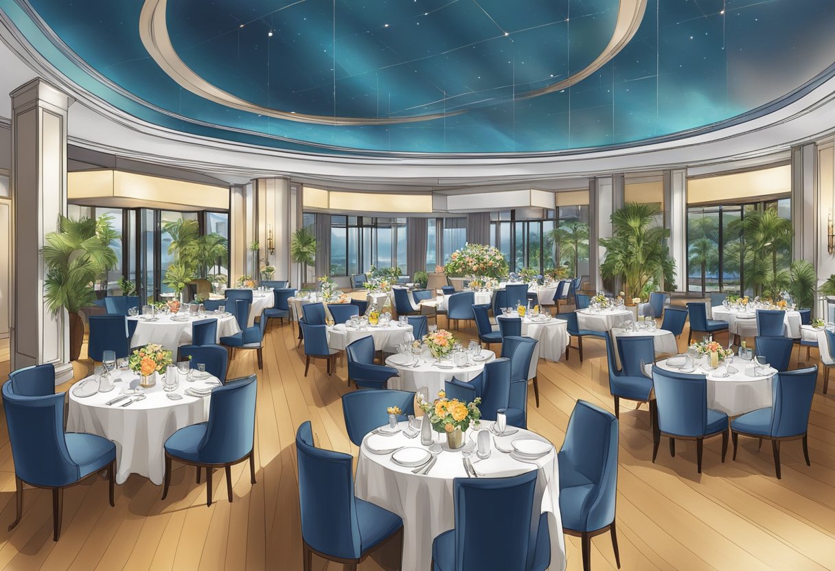 Guests dine and enjoy live entertainment at Concorde Hotel Singapore's vibrant and elegant dining area