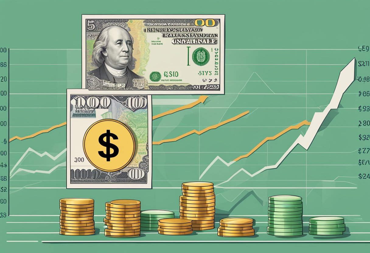 A graph showing the fluctuating exchange rate between SGD and MYR, with the Singaporean dollar symbol on one side and the Malaysian ringgit symbol on the other