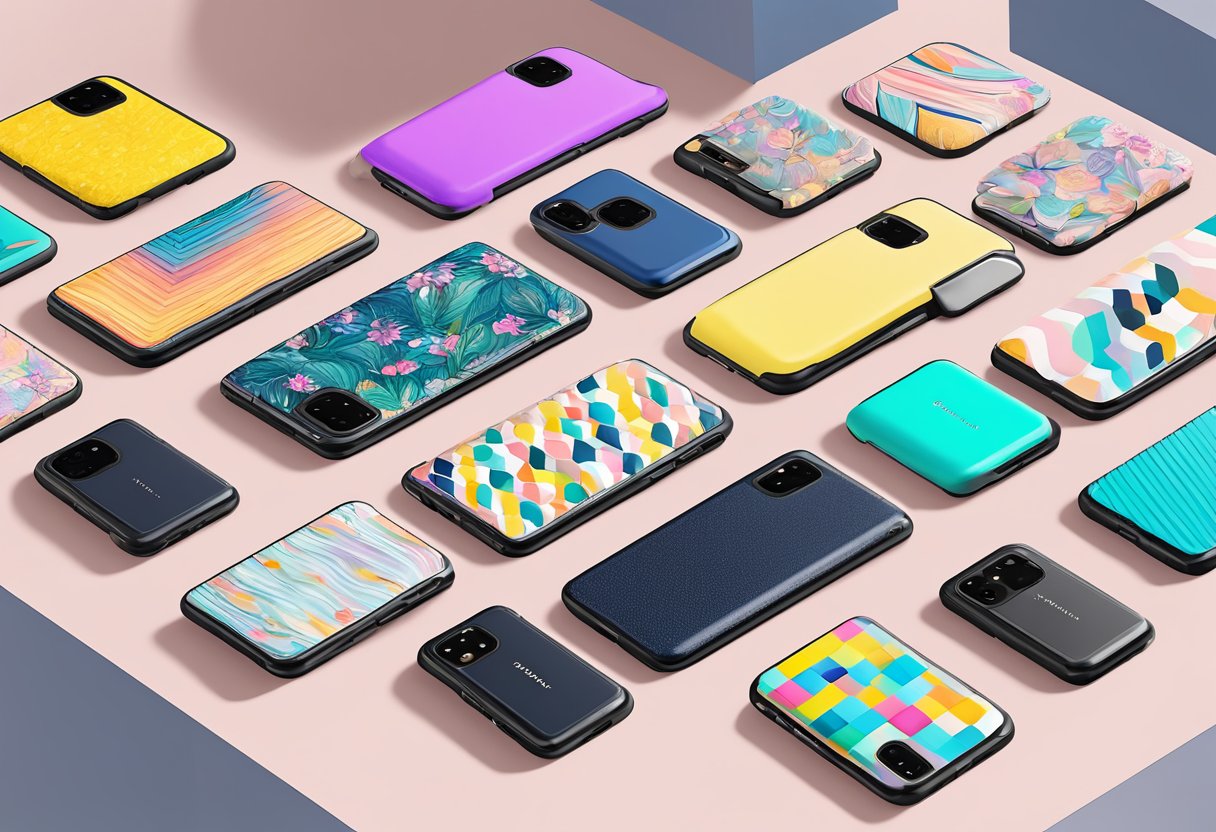 A colorful array of Casetify phone cases and accessories are on display, with a variety of customizable options for personalization