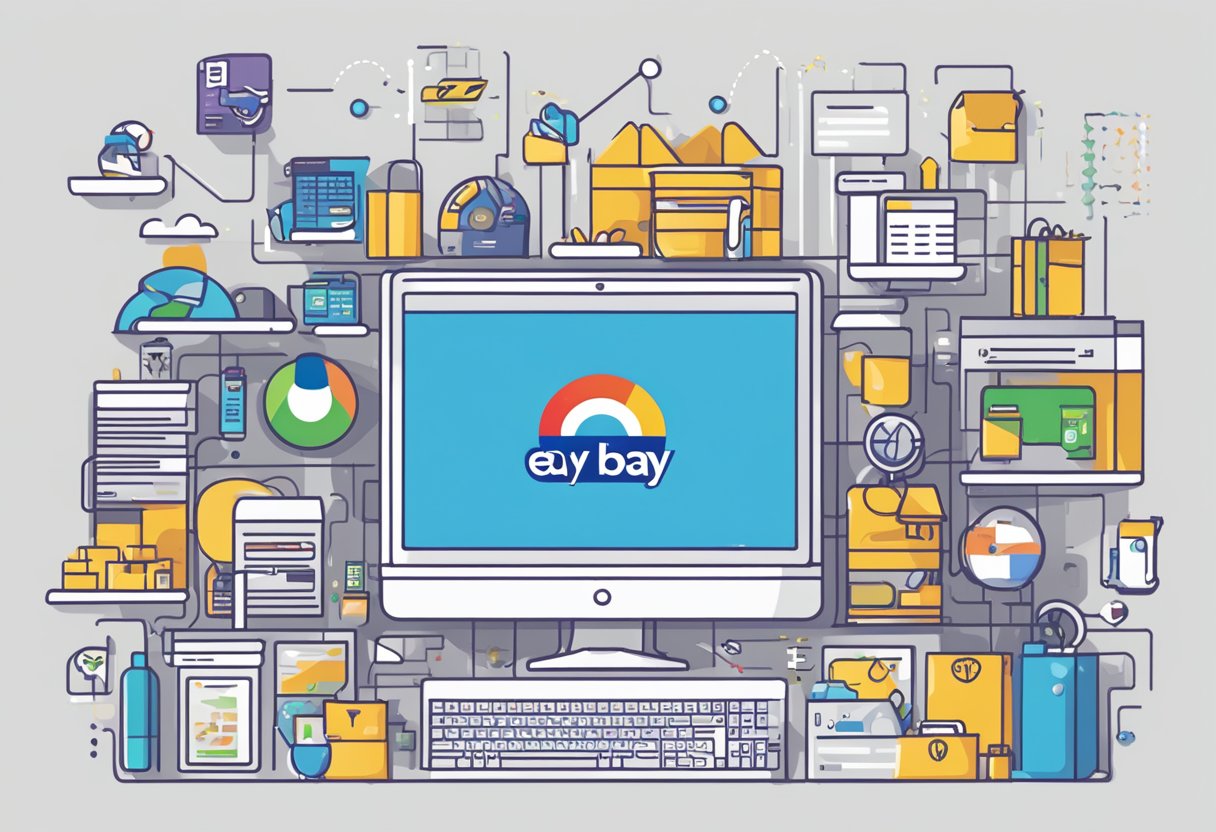 A computer screen displaying eBay Singapore homepage with various products and categories