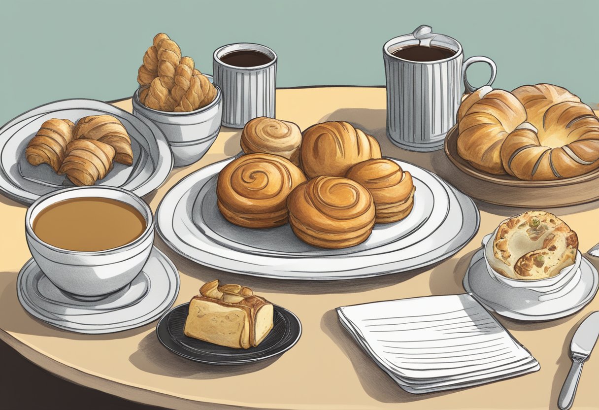 A table with a plate of pastries, a menu, and a sign reading "Frequently Asked Questions Cedric Grolet Singapore."