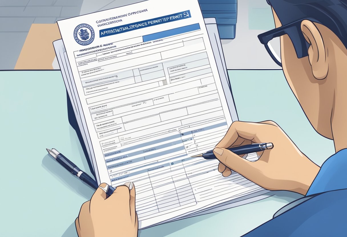 A person fills out an application form at the Automobile Association of Singapore office to obtain an International Driving Permit