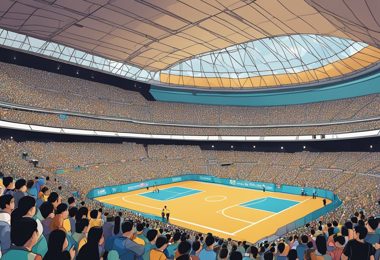 The Singapore Indoor Stadium is filled with a buzzing crowd, as people gather for a variety of events. The stadium's capacity is evident as the space is packed with excitement and energy