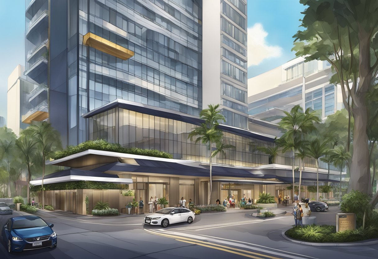 The Rendezvous Hotel in Singapore is easily accessible, with a clear view of the entrance and surrounding area