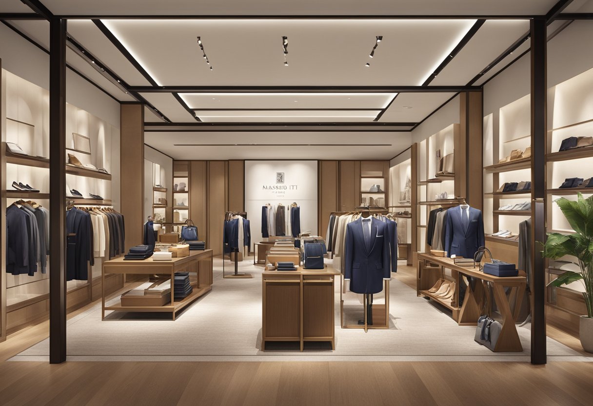 A bustling Massimo Dutti store in Singapore, with elegant displays and stylish merchandise