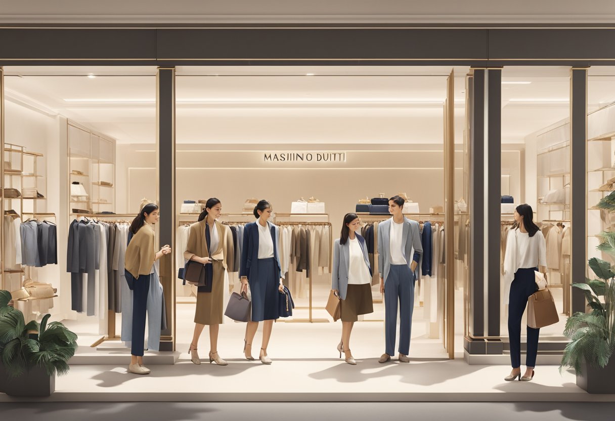 A busy Massimo Dutti store in Singapore with customers browsing and staff assisting