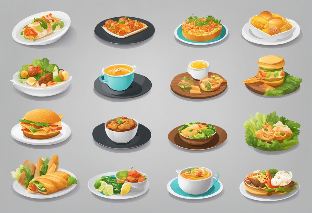 A colorful banner with "Frequently Asked Questions" and images of various catering services in Singapore
