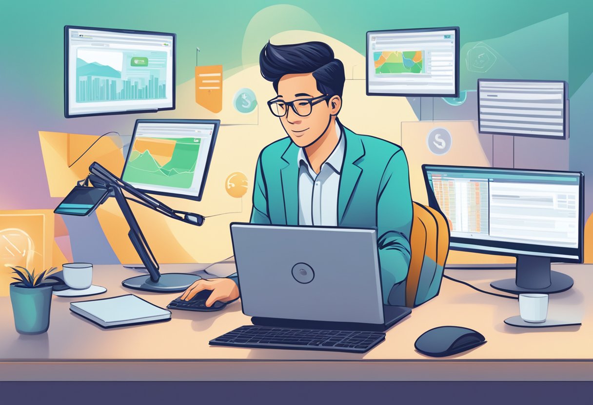 A computer user navigating IRAS Digital Services in Singapore