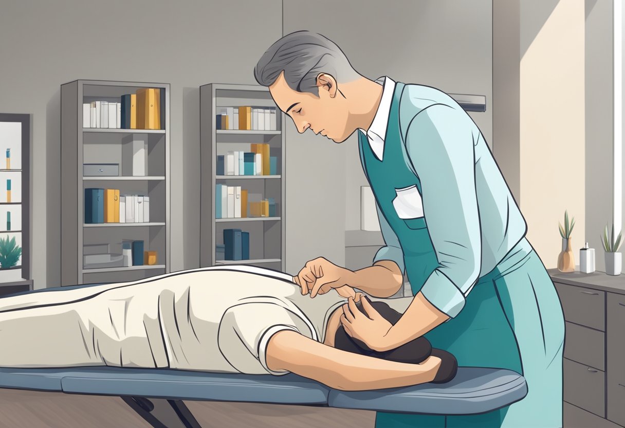 A chiropractor adjusting a patient's spine in a modern clinic setting