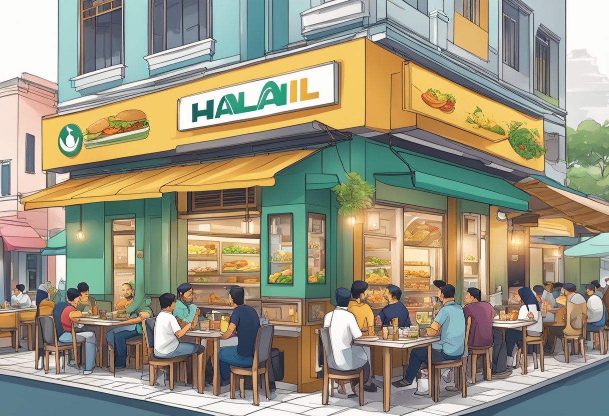 People enjoying diverse halal eateries in Singapore