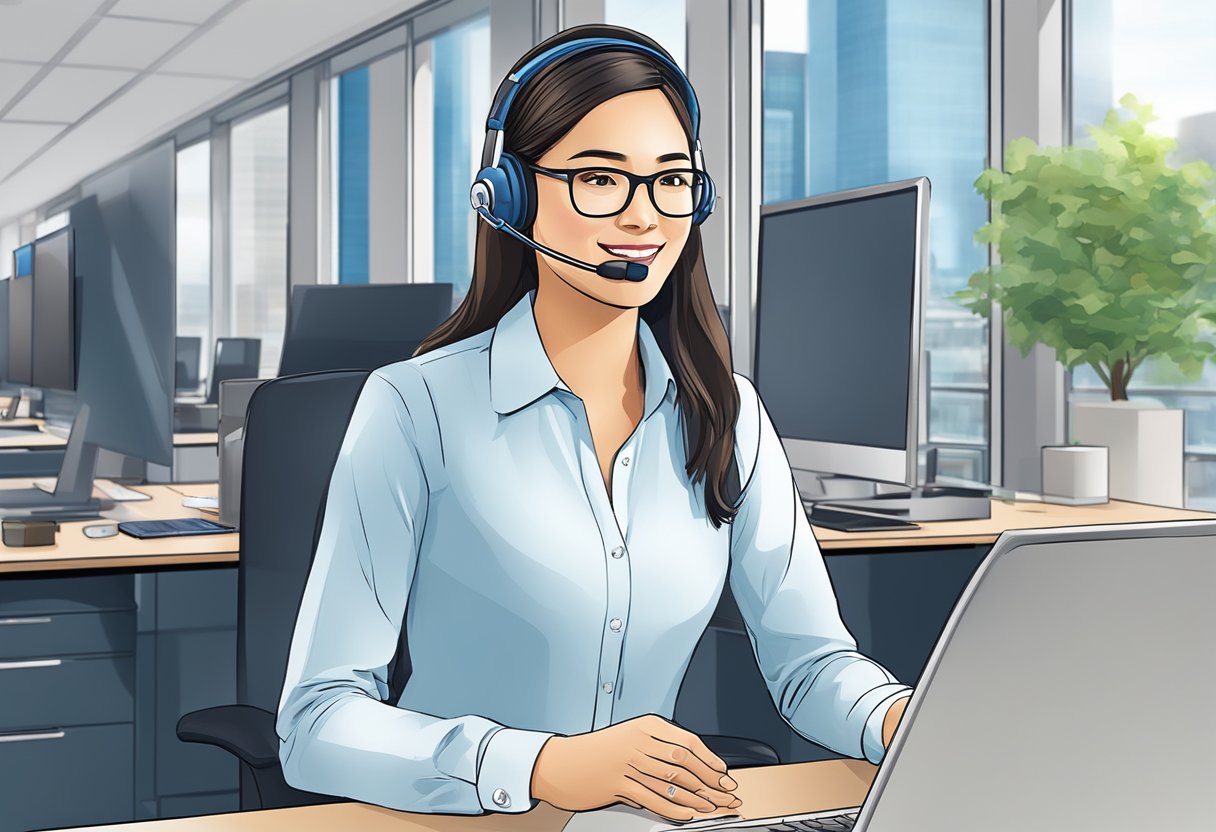 A customer service representative at Citibank Singapore answering questions in a modern office setting