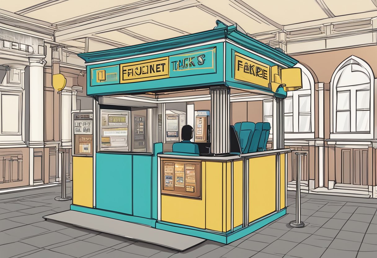 A cinema ticket booth with a "Frequently Asked Questions" sign in Singapore