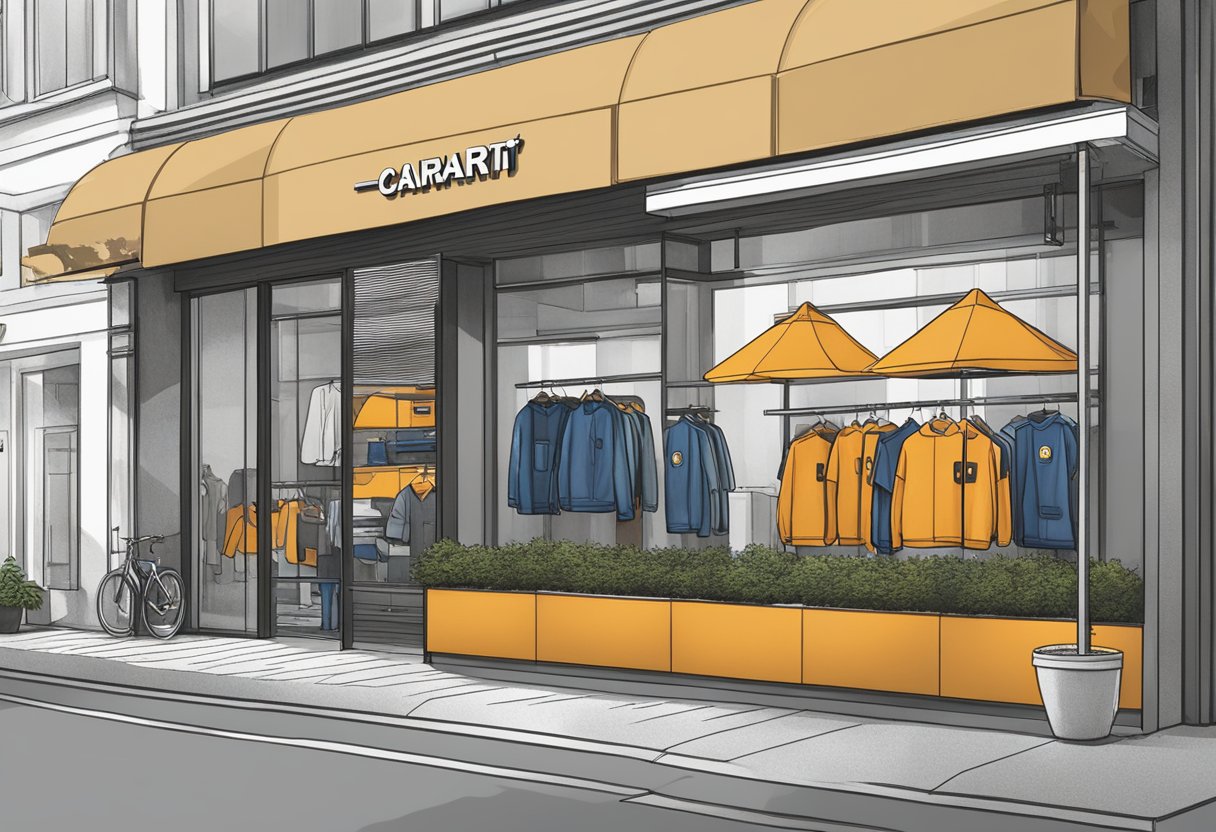 A Carhartt store in Singapore, with a modern storefront and prominent logo