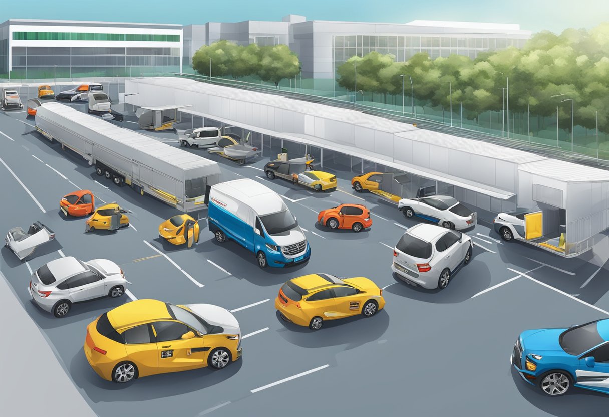 Vehicles lining up at SSDC Singapore safety driving centre