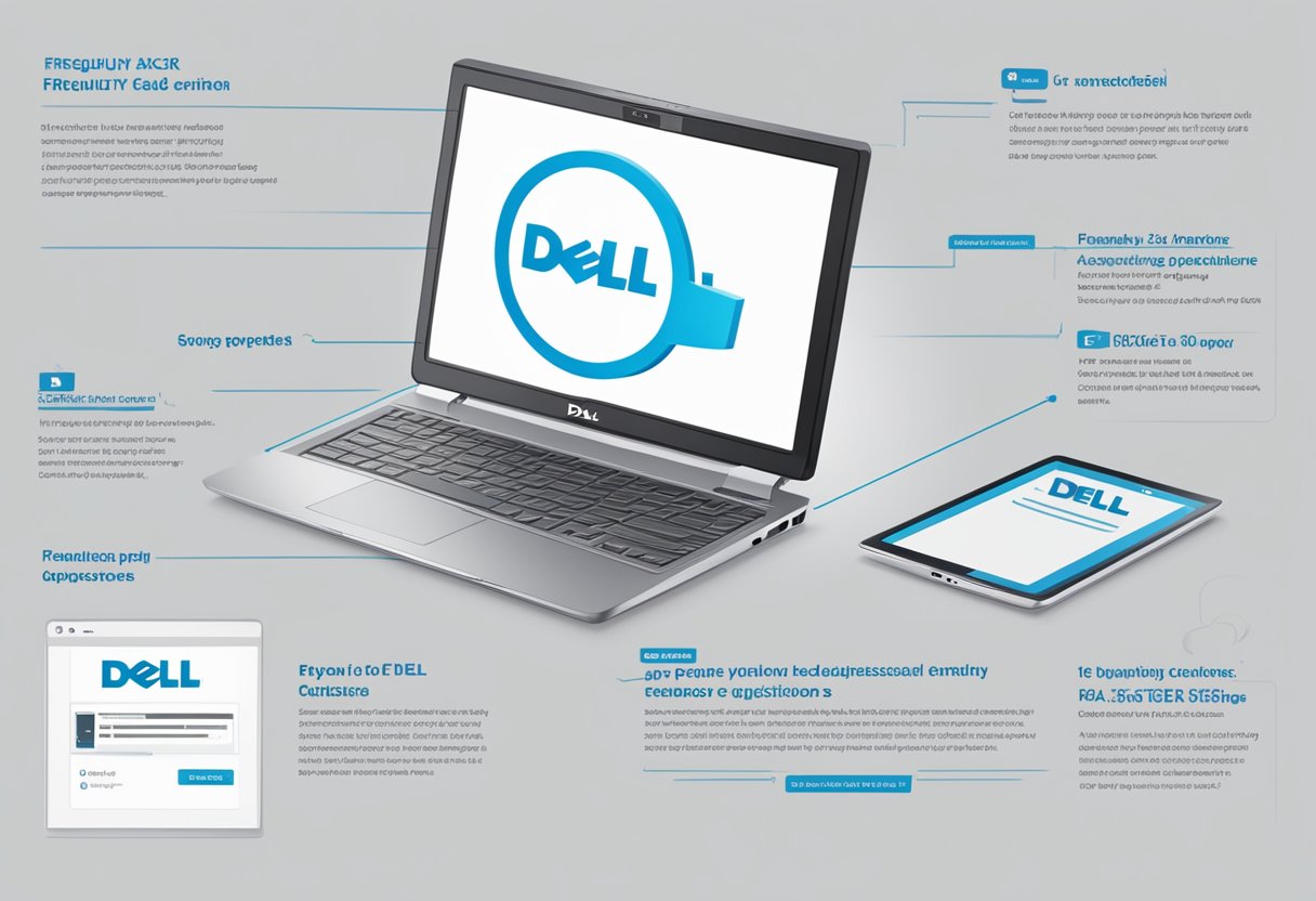 A computer screen displaying the "Frequently Asked Questions" page of Dell Singapore's website, with a stylized Dell logo and clear, easy-to-read text