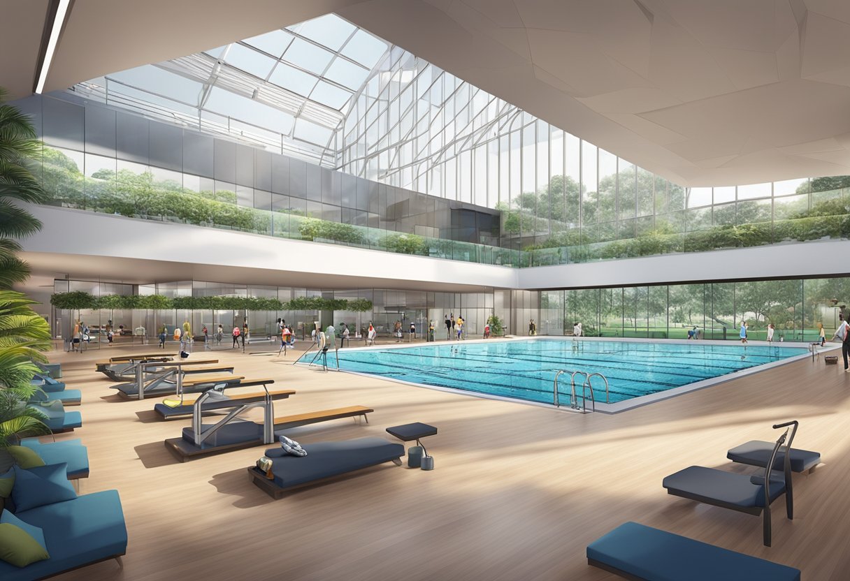 The Singapore Recreation Club's facilities showcase a modern gym, swimming pool, tennis courts, and a spacious members' lounge
