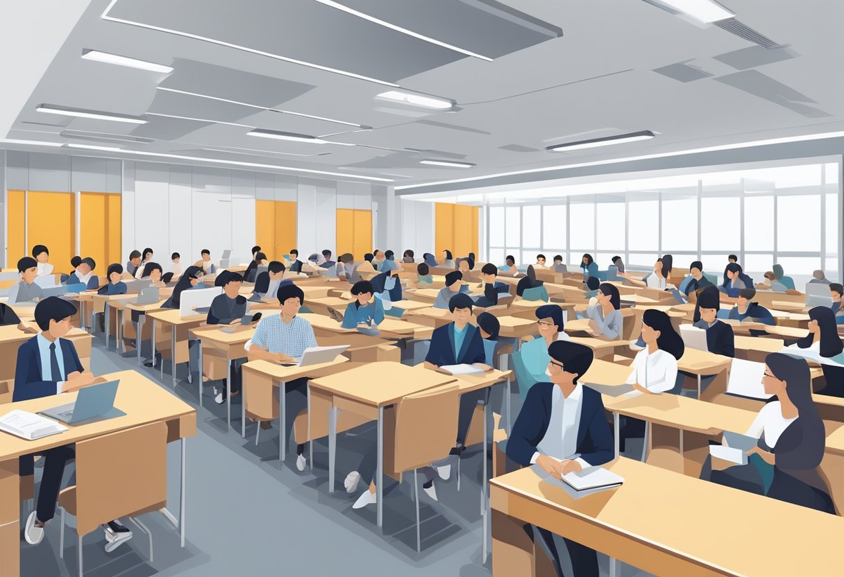 Students attending lectures in modern classrooms at Singapore Management University