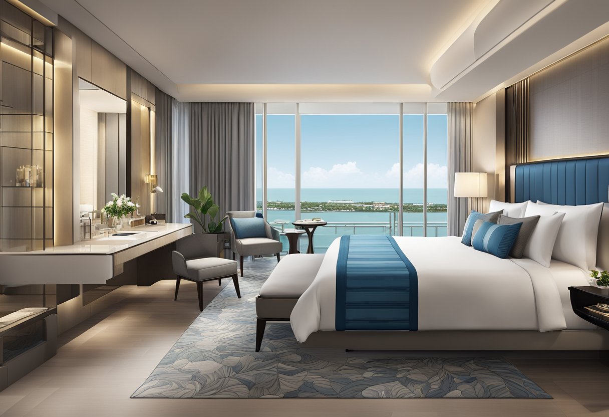 The luxurious JW Marriott Hotel in Singapore's South Beach features modern amenities and stylish accommodation