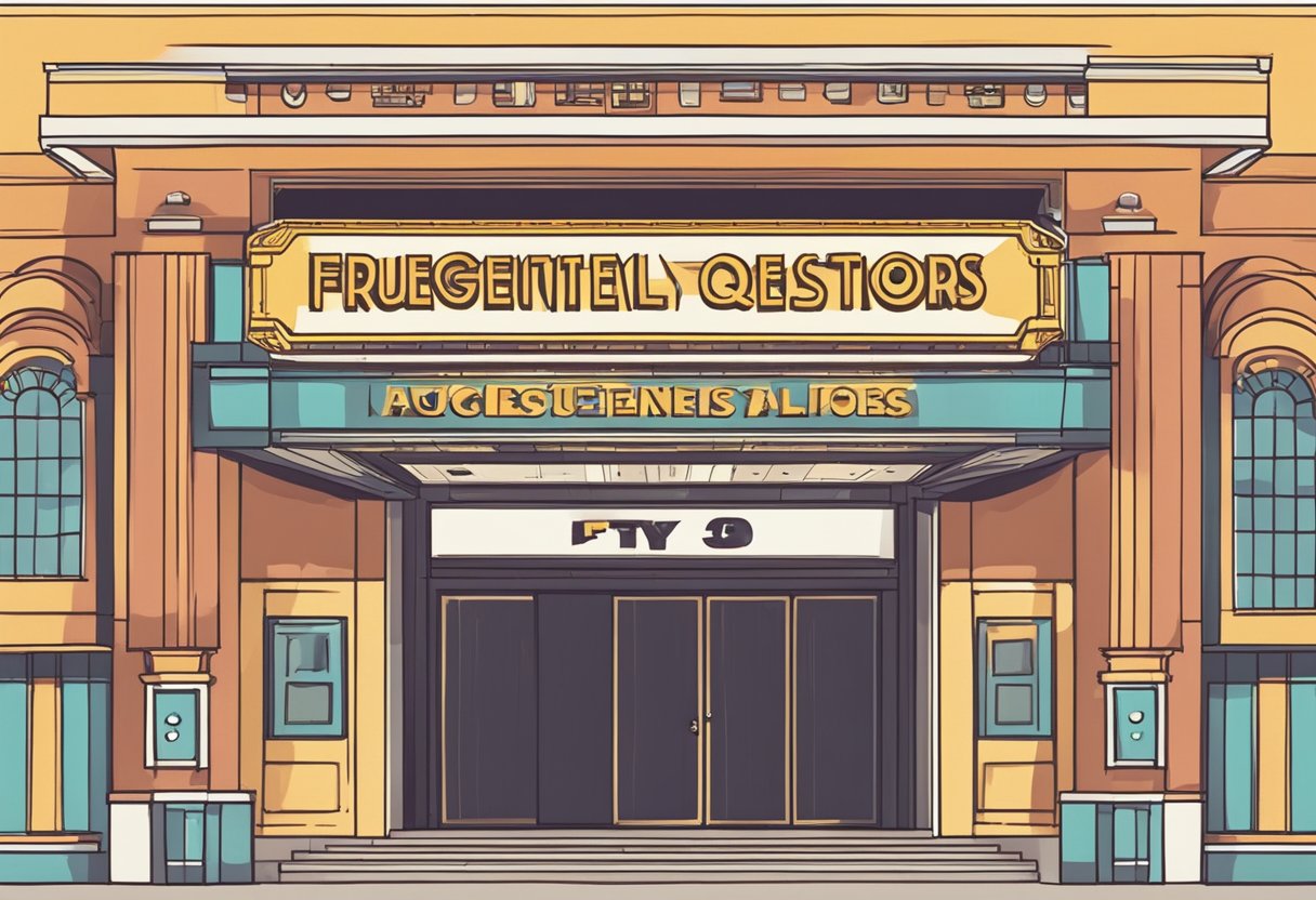 A movie theater with a "Frequently Asked Questions" sign in Singapore