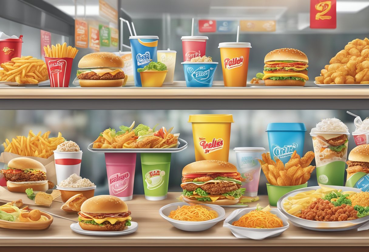 A colorful menu board with various food items and service options at Jollibee Singapore