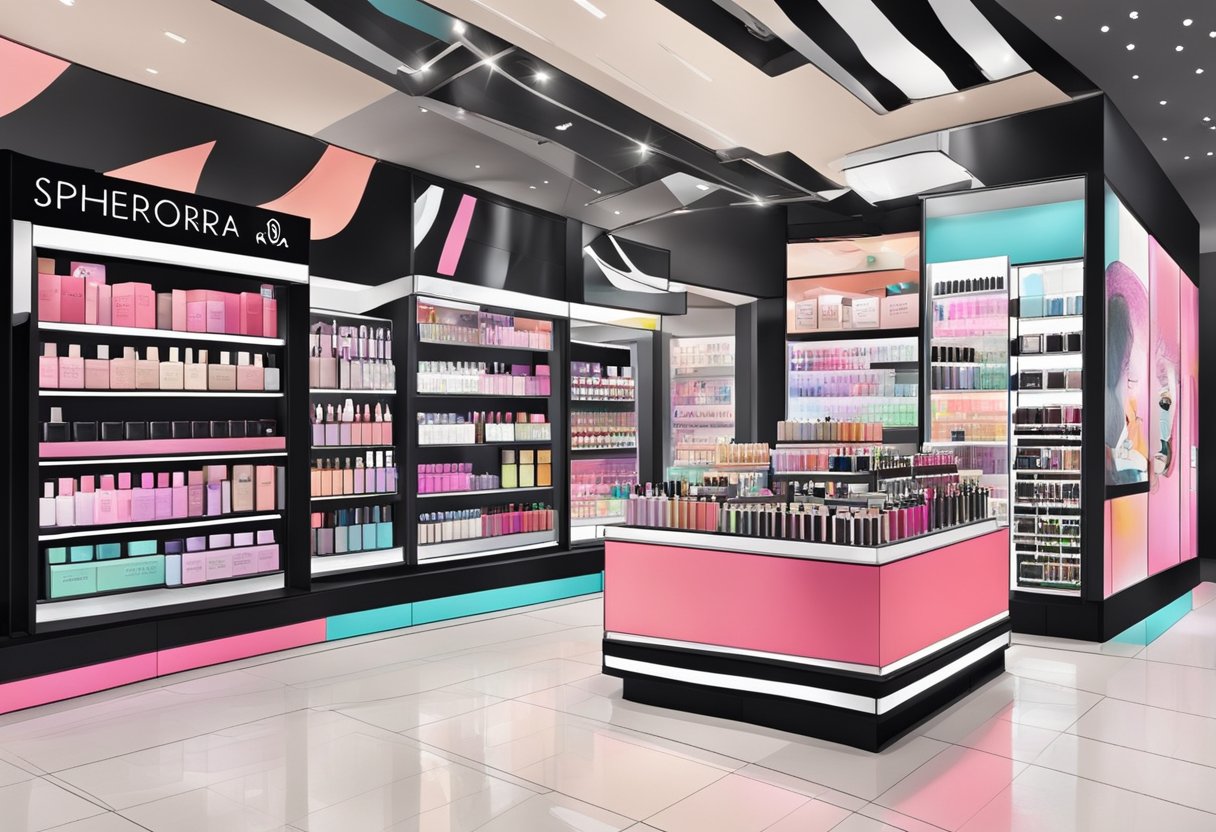 Sephora Singapore's storefront displays a wide range of beauty products and services, including makeup, skincare, and fragrances. The vibrant and colorful displays catch the eye of passersby, drawing them into the store