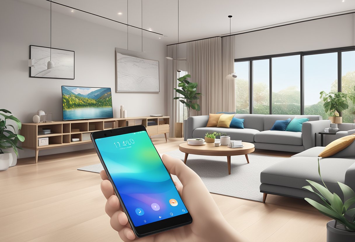 A diverse range of Xiaomi products, from smartphones to smart home devices, seamlessly integrated for a user-friendly experience in a modern Singaporean home