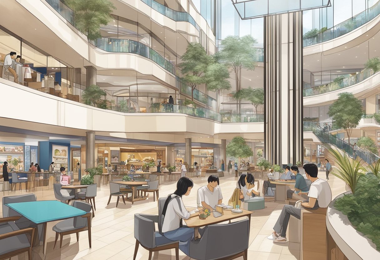 The amenities and services at IMM Singapore include shopping, dining, entertainment, and relaxation options. The bustling mall features a variety of stores and restaurants, as well as a cinema and spa facilities