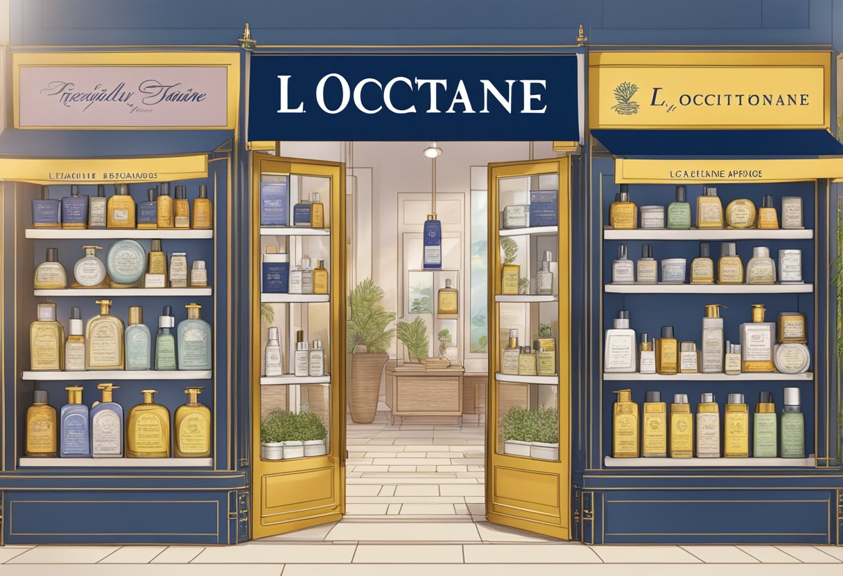 A display of L'Occitane Singapore's frequently asked questions, with a logo and products in the background