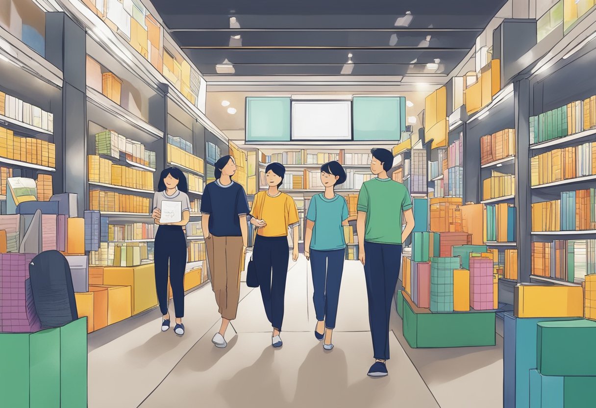 Customers enjoying exclusive benefits at Kinokuniya Singapore, such as access to member-only events and discounts on purchases