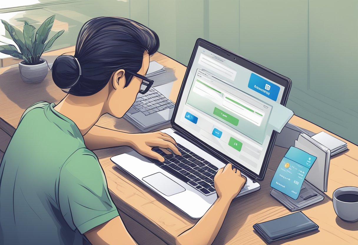 A person logging into their online banking account to manage and redeem their Singapore Savings Bonds
