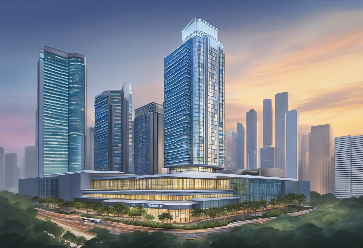 The iconic four points by Sheraton Singapore hotel stands tall amidst the bustling city skyline, with its modern architecture and sleek design