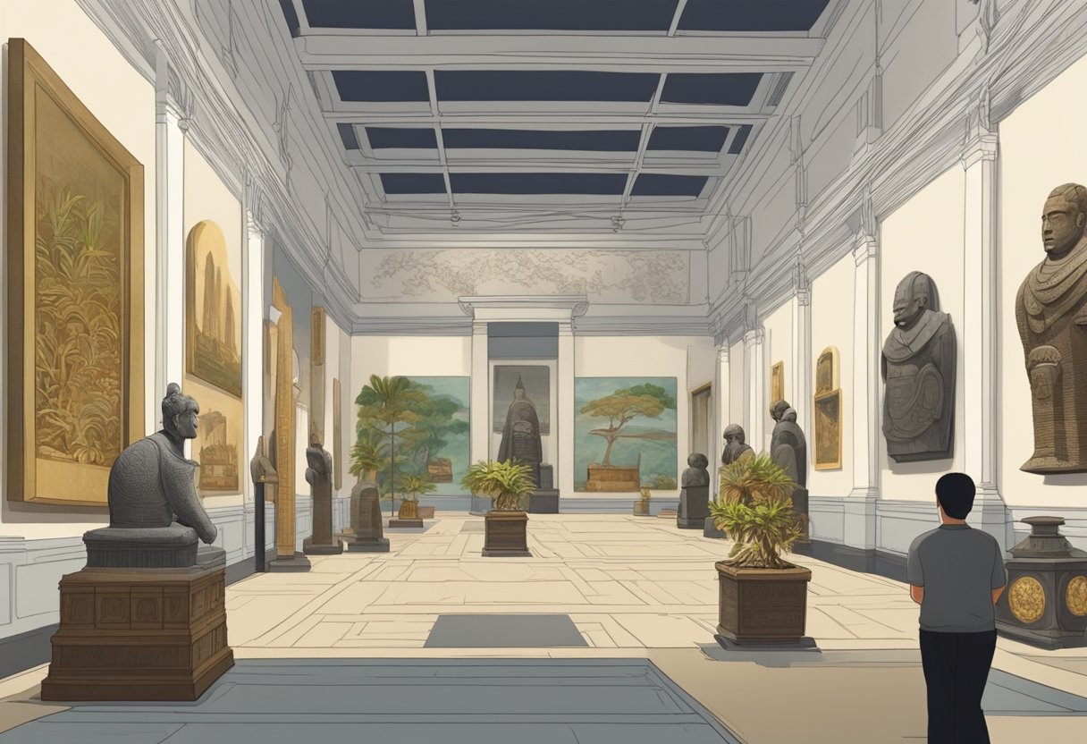 The Singapore museum displays ancient artifacts and modern art